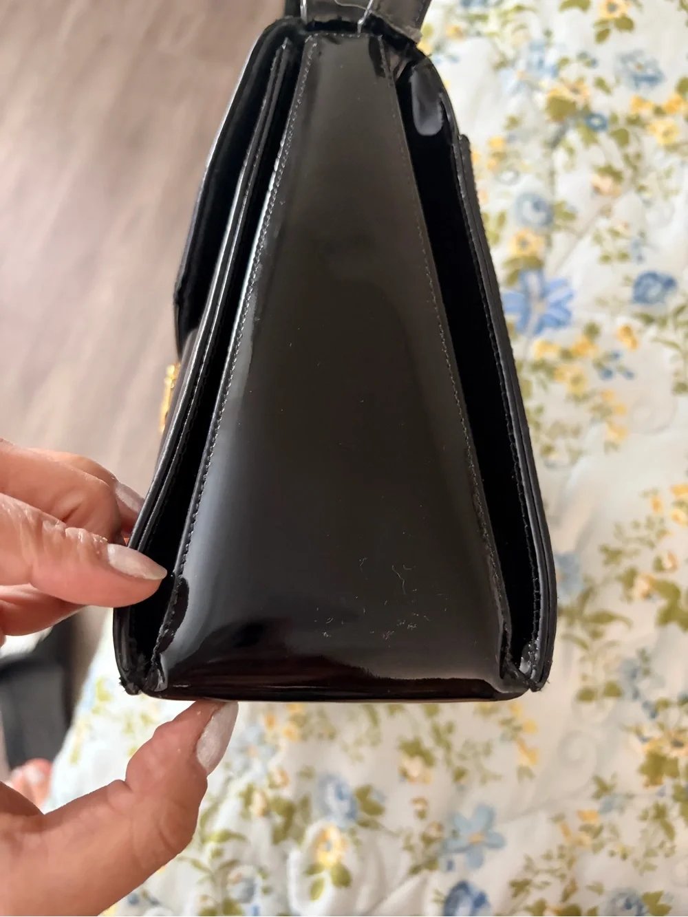 Vintage Rangoni of Florence Black patent leather structured crossbody
